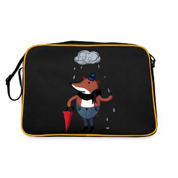 Mr Bär im Regen - Retro Tasche - Schwarz/Gold - Hinten