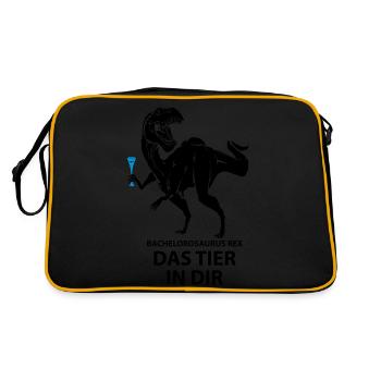 Party Saurus - Retro Tasche - Schwarz/Gold - Hinten