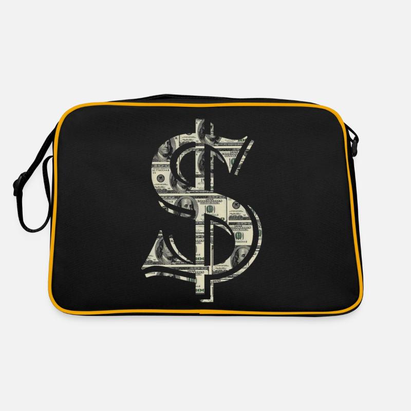 Dollar mit 100 $-Scheine gefüllt - Retro Tasche - Schwarz/Gold