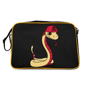 schlange pirat seeraeuber kapitaen matrose seebaer - Retro Tasche - Schwarz/Gold - Hinten