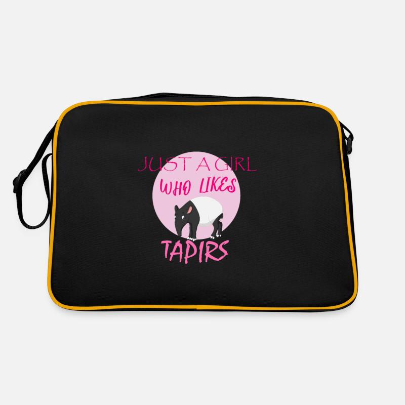 Nur ein Mädchen, das Tapire mag - Retro Tasche - Schwarz/Gold