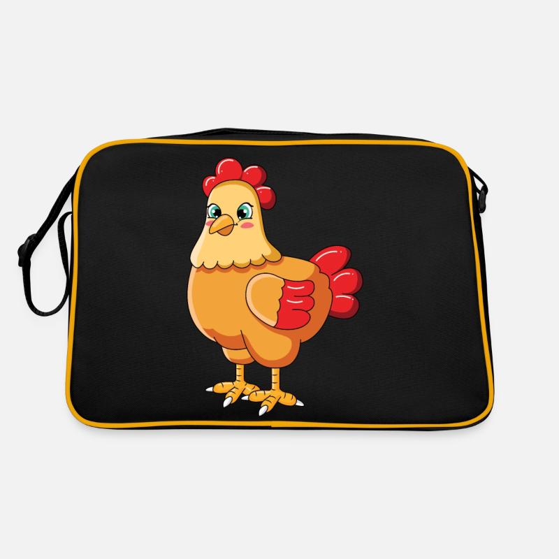 Huhn - Retro Tasche - Schwarz/Gold