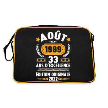 Cadeau D'anniversaire Rétro 33 Ans Août 1989 - Sac Retro - noir/or - Dos