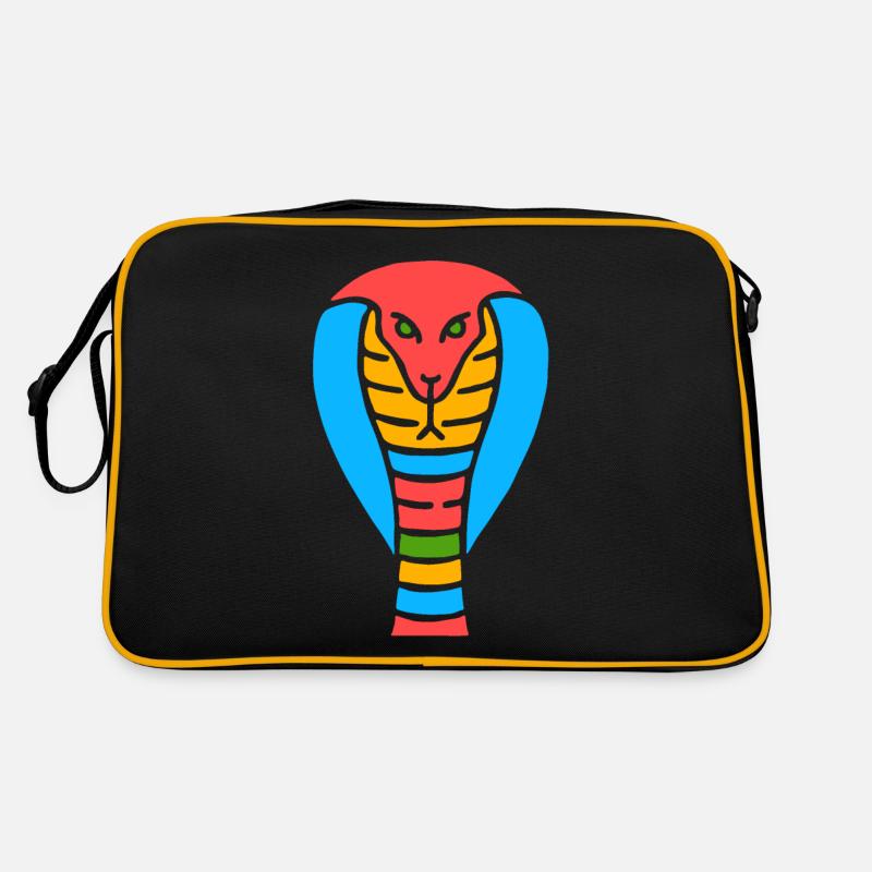 Symbol einer indischen Kobra Schlange - Retro Tasche - Schwarz/Gold