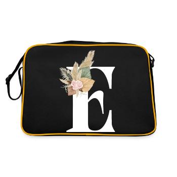 blumiger Buchstabe E - Retro Tasche - Schwarz/Gold - Hinten