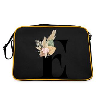 blumiger Buchstabe E - Retro Tasche - Schwarz/Gold - Hinten