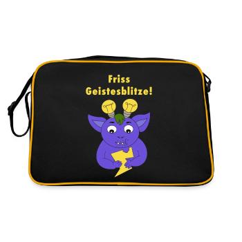 Ideenmonster - Retro Tasche - Schwarz/Gold - Hinten