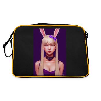 Cool manga girl with rabbit ears and long hair - Retro Bag - black/gold - Back