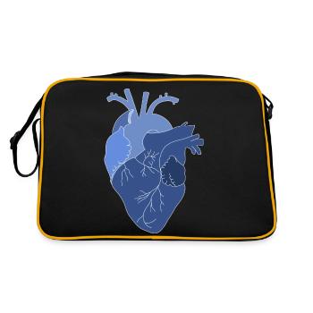 anatomisches Herz, Outline weiß - Retro Tasche - Schwarz/Gold - Hinten
