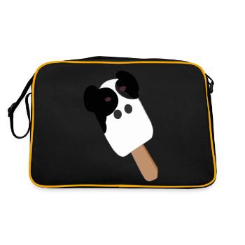 Kuh Eis Lustig Eis am Stiel als Kuh - Retro Tasche - Schwarz/Gold - Hinten