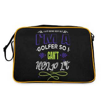 golf golf clubs geek gift funny animals sayings - Retro Tasche - Schwarz/Gold - Hinten