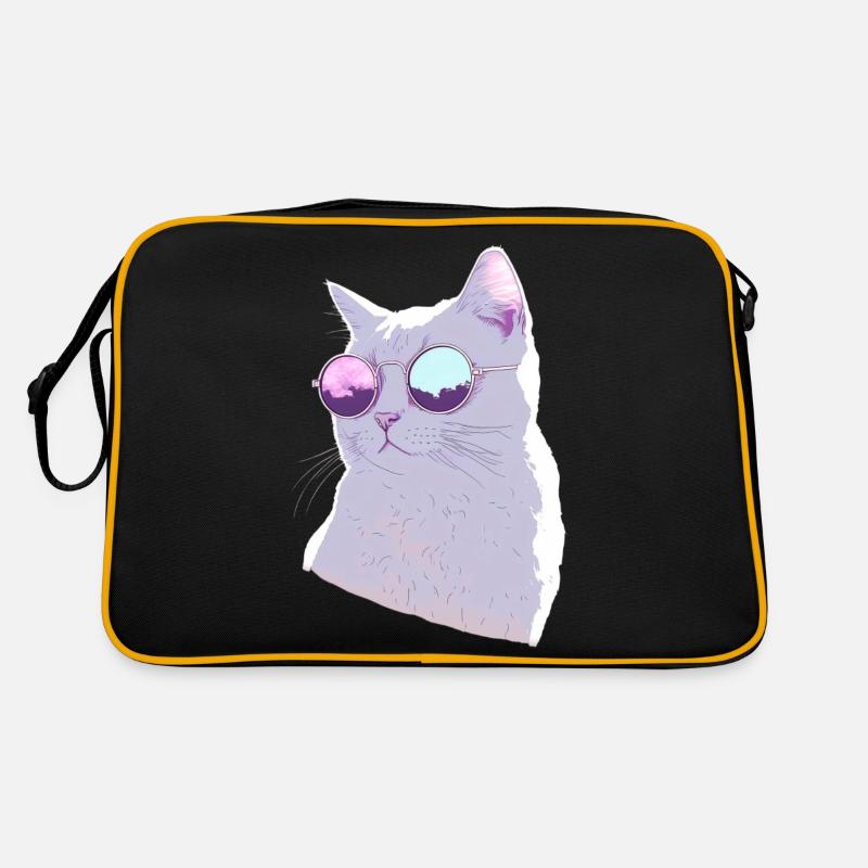 Katze mit Sonnenbrille Retro Tasche