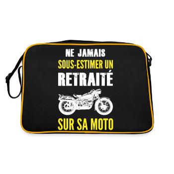 Ne jamais sous estimer un retraité sur sa moto - Sac Retro - noir/or - Dos