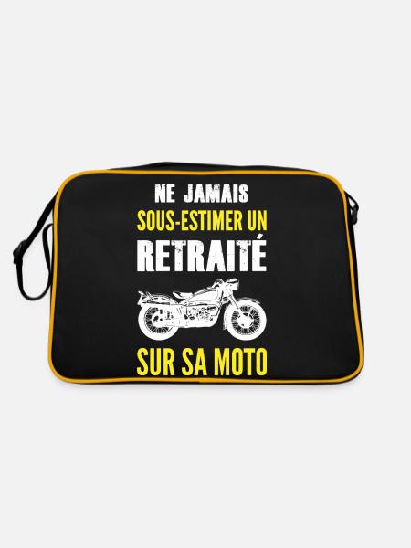 Ne jamais sous estimer un retraité sur sa moto - Sac Retro - noir/or - Dos
