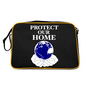 Protect Our Home / Planet Erde - Retro Tasche - Schwarz/Gold - Hinten
