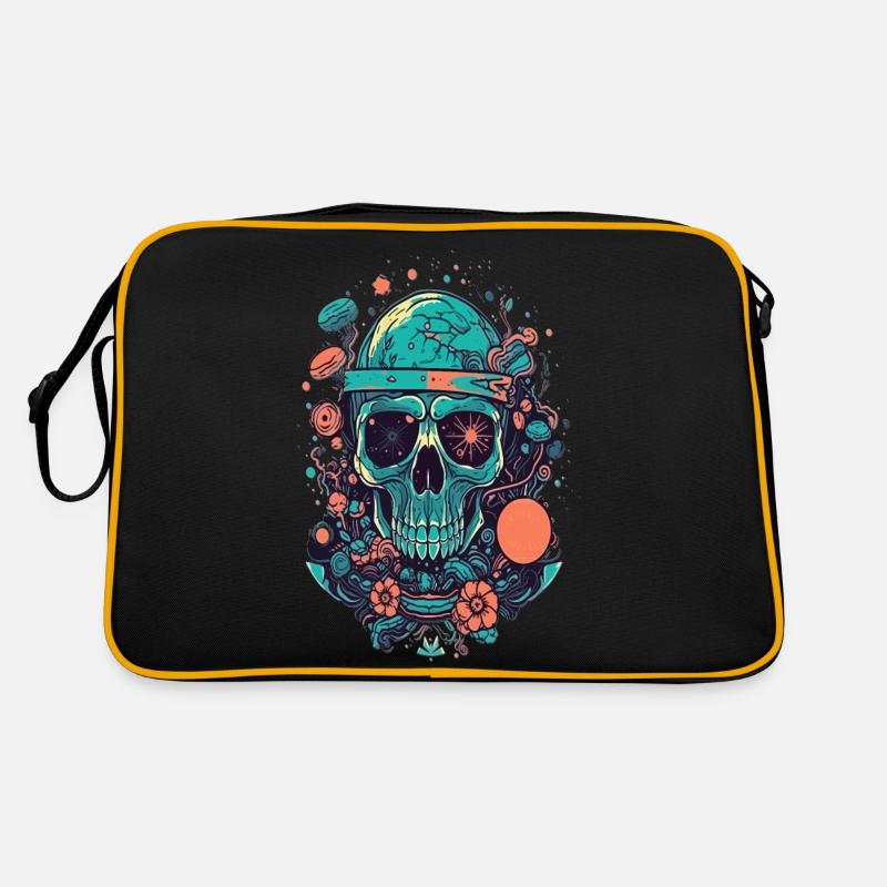 vector psychedelic skull illustration magic Design Retro Tasche