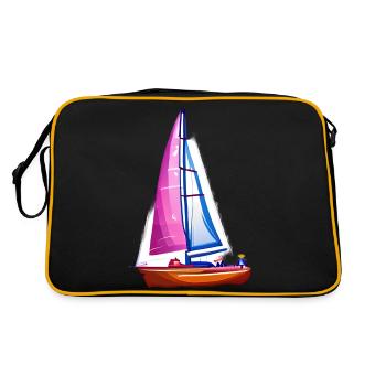 Segelsport Segeln Segelboot Segler Segelschiff - Retro Tasche - Schwarz/Gold - Hinten