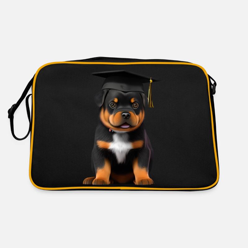 Studium Hunde Bachelor Rottweiler Schulabschluss Retro Tasche