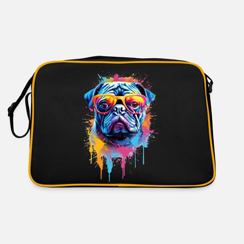 Buntes Mopshund-Design Retro Tasche