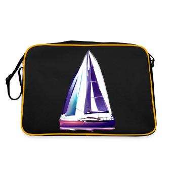 Segler Segelschiff Segeln Segelboot Segelsport - Retro Tasche - Schwarz/Gold - Hinten