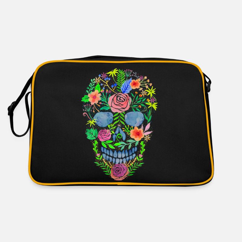 Blumenschädel Retro Tasche