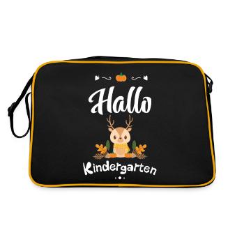 niedliches Reh Design mit Herbstmotiven - Retro Tasche - Schwarz/Gold - Hinten