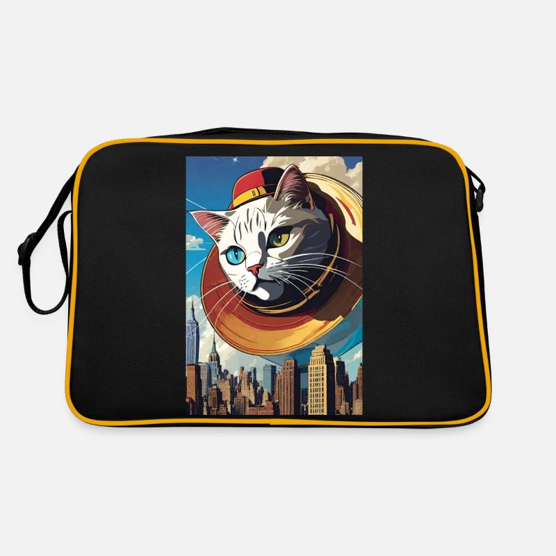 Gigantische Katze II - Retro Tasche - Schwarz/Gold