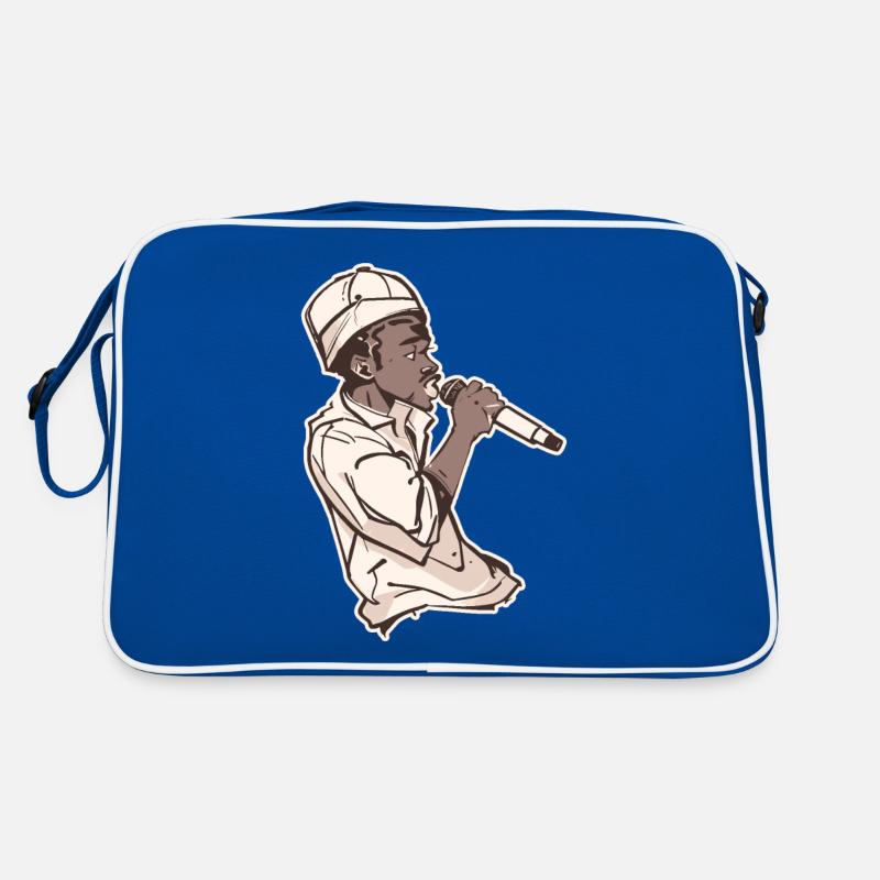 Rappeur tenant un micro avec Stroke Sac Retro