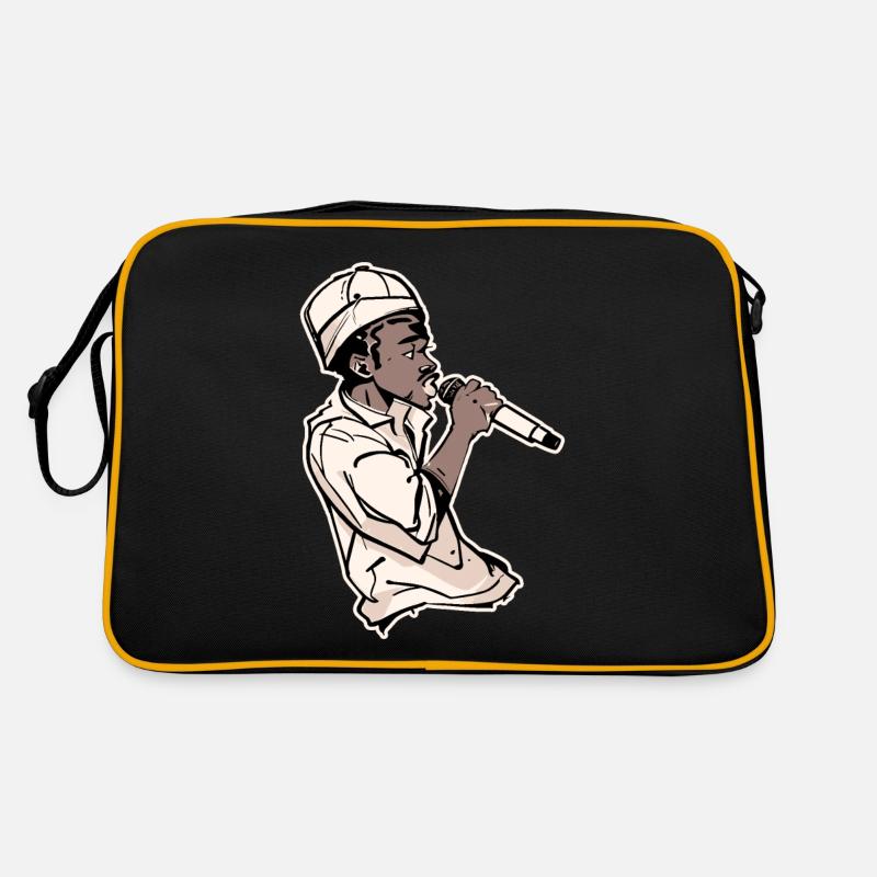 Rapper Holding a Microphone with Stroke (Black) Retro Bag