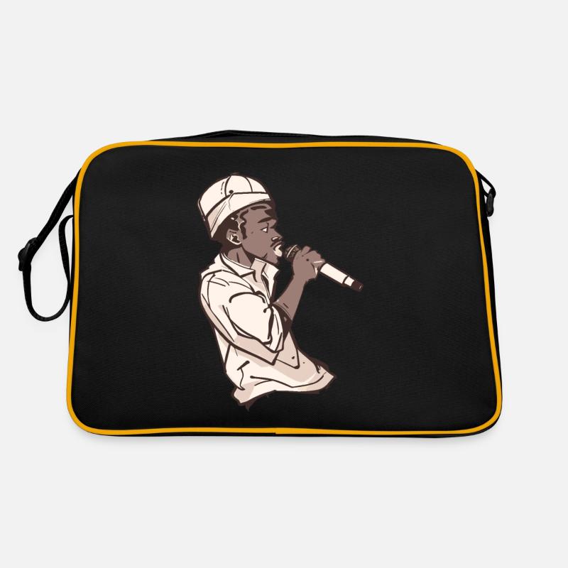 Rapper hält ein Mikrofon Retro Tasche