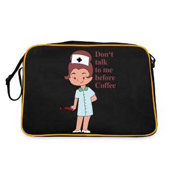 Nurse, dont talk to me before coffee - Retro Tasche - Schwarz/Gold - Hinten