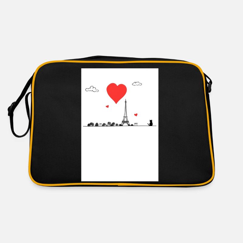 portrait de chat - Sac Retro - noir/or