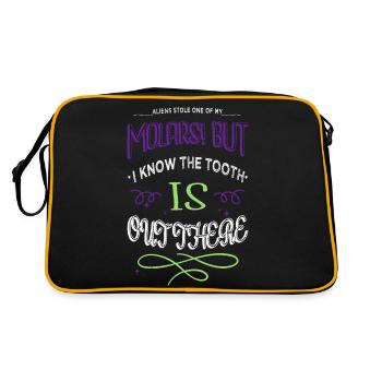 birthday present idea alien ufo alien lovers - Retro Bag - black/gold - Back
