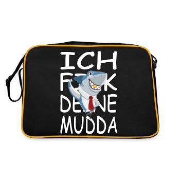 Deine Mudda-lustige-humor-satire Vers.2 - Retro Tasche - Schwarz/Gold - Hinten