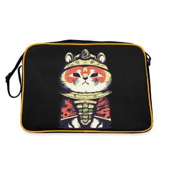 Roter Panda Samurai - Retro Tasche - Schwarz/Gold - Hinten
