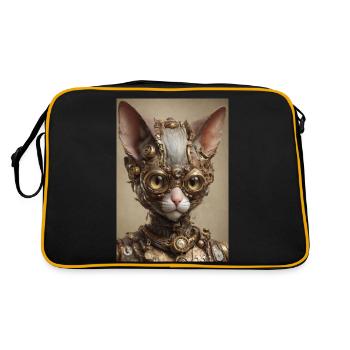 Cyber Punk Cat Sphinx - Retro Bag - black/gold - Back