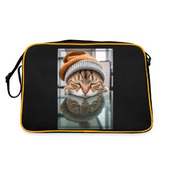 Cute sleeping kitty - Retro Bag - black/gold - Back