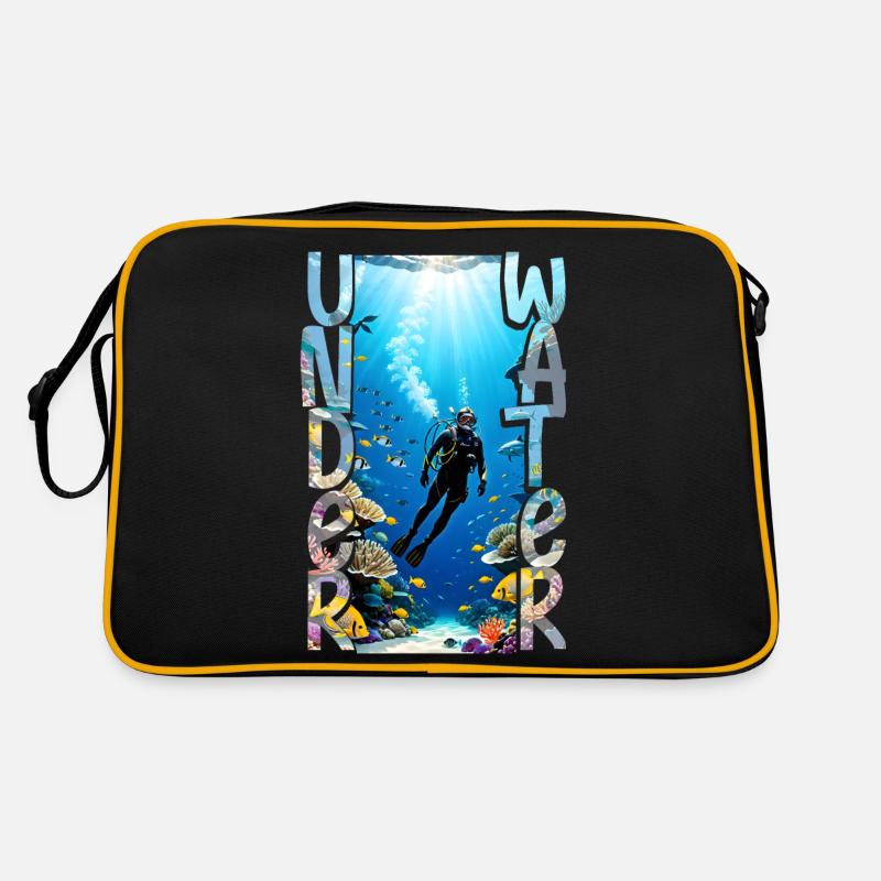 Tauchen - Retro Tasche - Schwarz/Gold