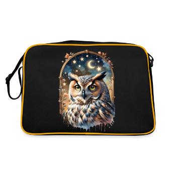 Nacht Eule der Träume - Retro Tasche - Schwarz/Gold - Hinten