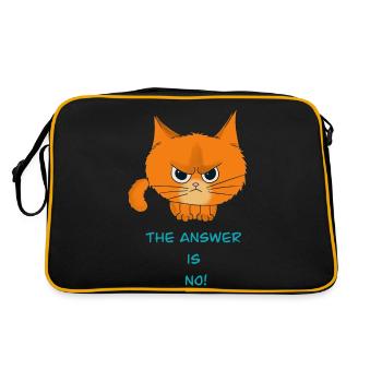 Cat: "The answer is no!" - Retro Bag - black/gold - Back