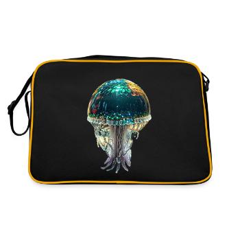 Jellyfish,sequins,glitter,gold,metallic - Retro Bag - black/gold - Back