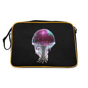 Jellyfish, Sequins, Glitter, Metallic, Pink - Retro Bag - black/gold - Back