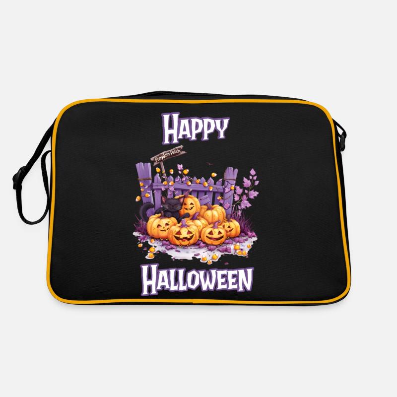 Halloween - Happy Halloween Pumpkin Patch with Cat Retro Bag