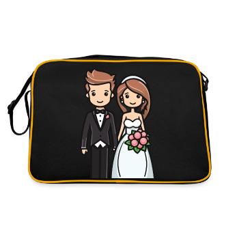 Mariée, Marié, Jeunes mariés, Mariage - Sac Retro - noir/or - Dos