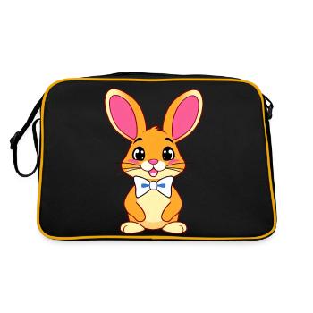 Lapin de dessin animé fantaisiste avec oreilles roses et nœud papillon - Sac Retro - noir/or - Dos