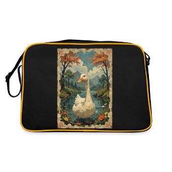 Ein schönes Bild von einer Ente. - Retro Tasche - Schwarz/Gold - Hinten