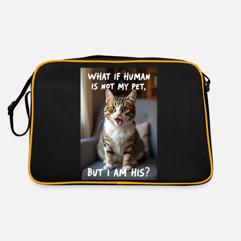 A cat with a funny caption. - Retro Bag - black/gold