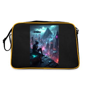 Cyberpunk graphics. - Retro Bag - black/gold - Back