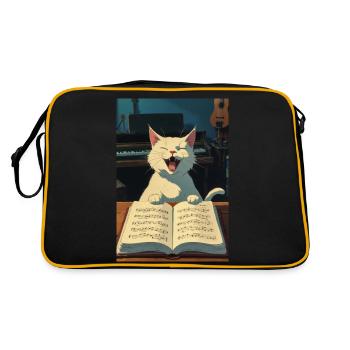 Cute kitten sings - Retro Bag - black/gold - Back