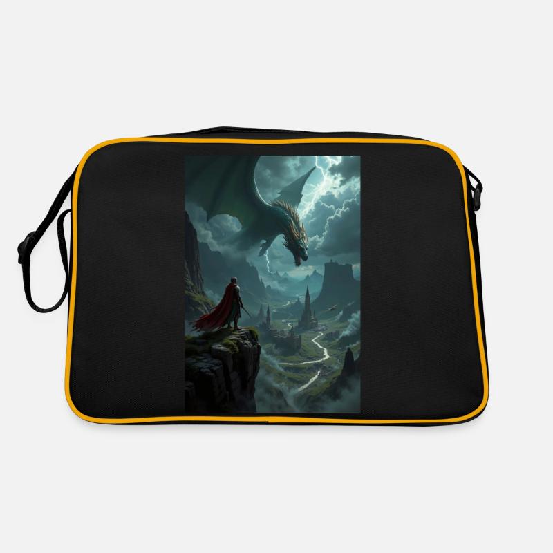 Fantasy-Gemälde, Drache. Retro Tasche